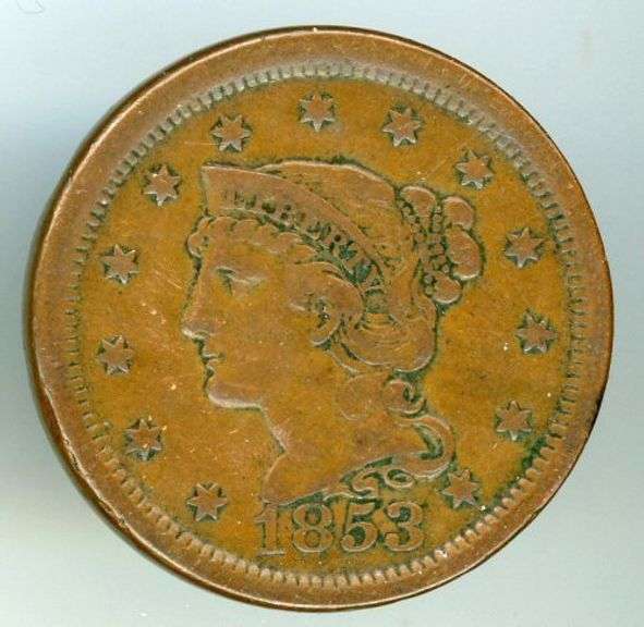 1853 Braided Hair Large Cent