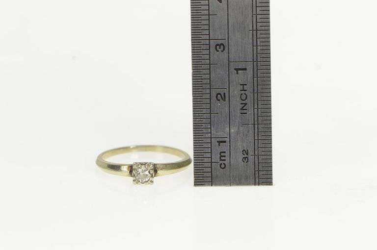14K Yellow Gold 1940's Diamond Solitaire Classic Promise Ring