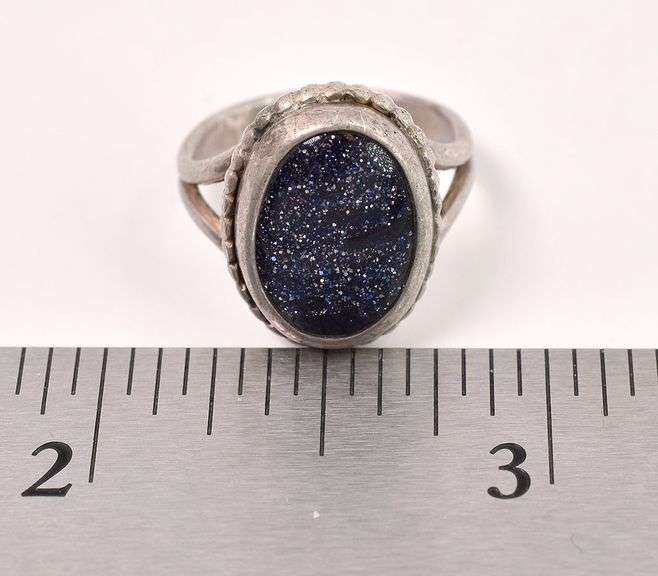 Sterling Silver Purple Glittery Resin Ring