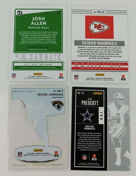 4 NFL QB Greats Football Cards, 2017-2022