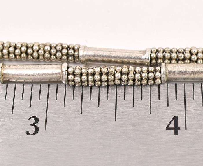 Sterling Silver Fancy Bead and Bar Bracelet