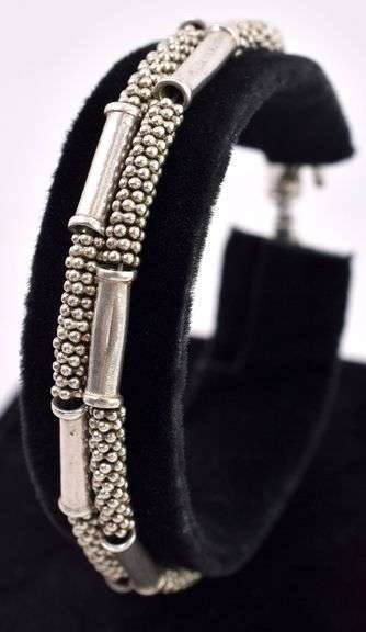 Sterling Silver Fancy Bead and Bar Bracelet