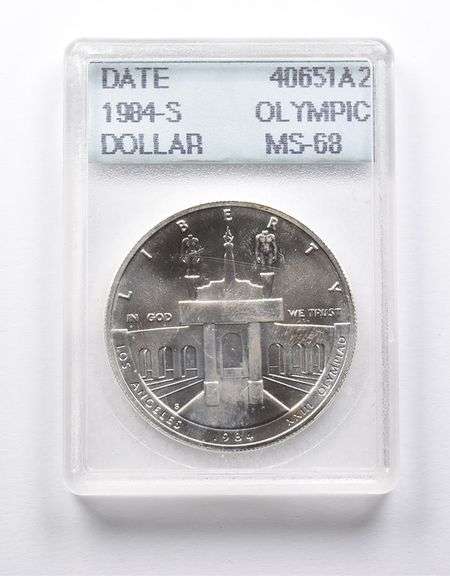MS68 1984-S Olympic Commemorative Dollar Accugrade - Collectible Slab!