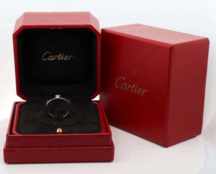 Cartier Single Diamond Love Band Ring in Platinum W/Box, SZ 54