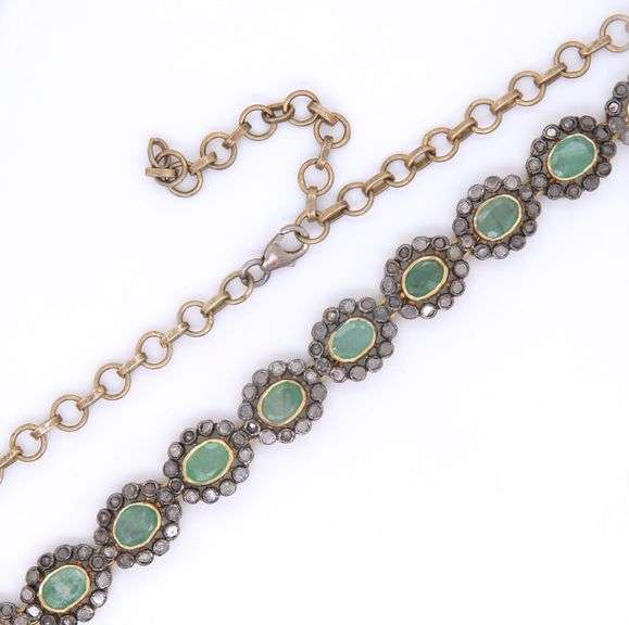 Natural Emerald & Diamond Necklace.
