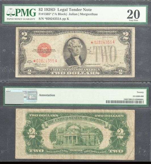 $2 1928-D STAR Legal Tender Fr.1505* PMG VF 20