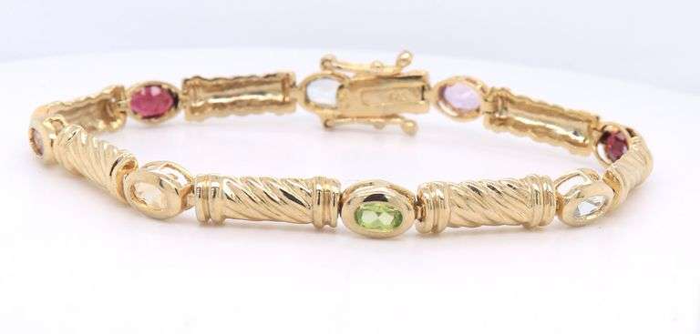 925 Sterling silver multi color cubic zirconia bracelet