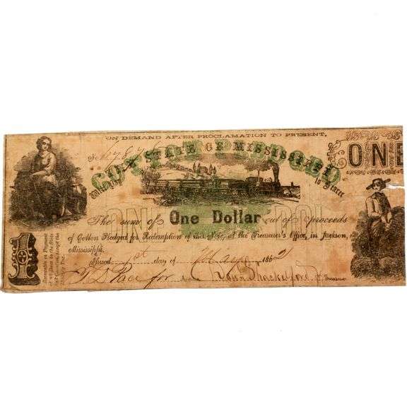 May 1 1862 $ 1 Cotton Pledged $1 Note