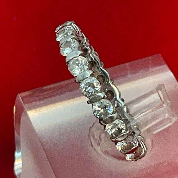 CERTIFIED 14K WHITE GOLD AND DIAMOND ETERNITY RING