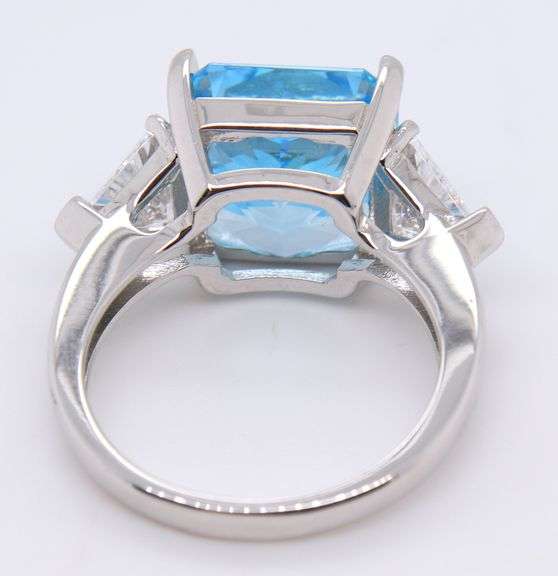 Blue Cubic Zirconia Sterling Silver Ring