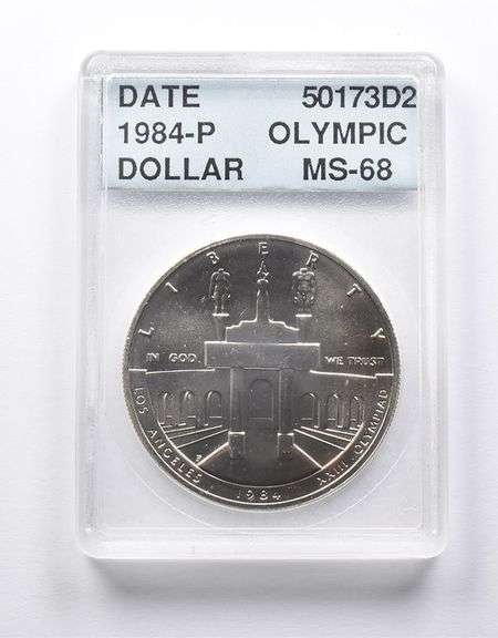 MS68 1984-P Olympic Commemorative Dollar Accugrade - Collectible Slab!