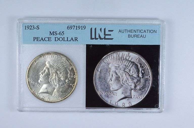 MS65 1923-S Peace Silver Dollar - Graded INS