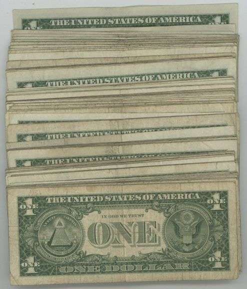 Large lot of 90 Series of 1957 $1 Blue Seal Silver Certificat