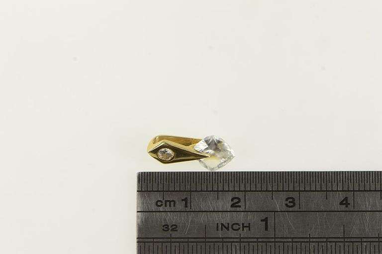 14K Yellow Gold Cushion CZ Fancy Illusion Drop Pendant
