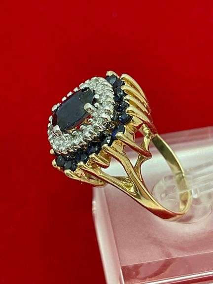 Elegant 14K Yellow Gold Diamond and Sapphire Ring – 2.00 Carats Total