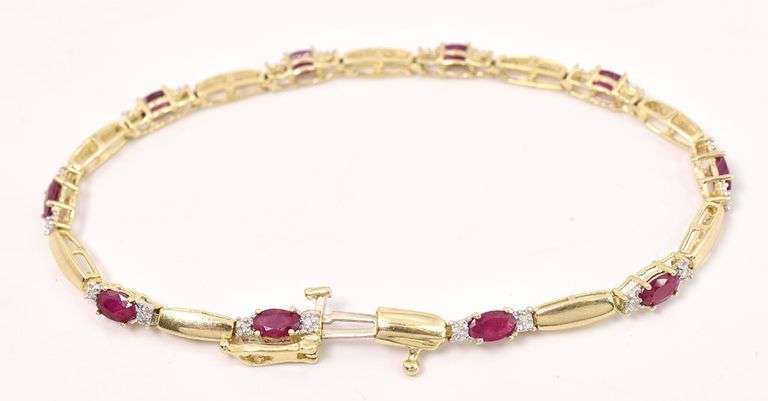 Joyous 10K Yellow Gold Ruby and Diamond Bracelet