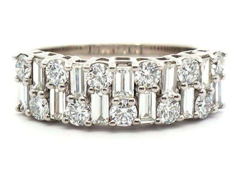 Sonia Bitton 2.50ctw Baguette and Round Diamond Double Row Band Ring