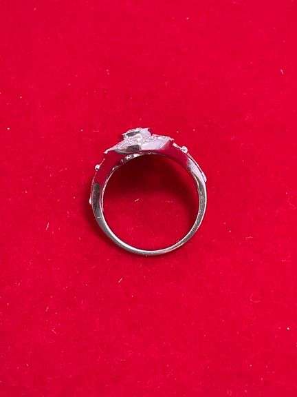 CERTIFIED VINTAGE 14K WHITE GOLD AND DIAMOND RING