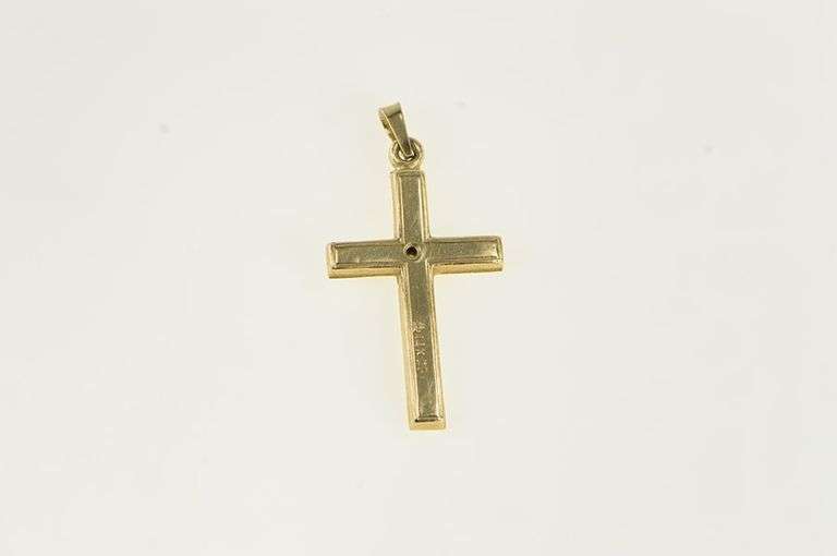 14K Yellow Gold Art Deco Vintage Diamond Cross Pendant