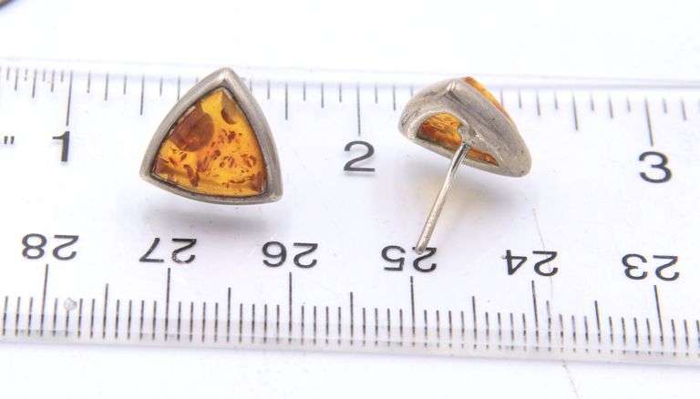 Group Lot of Vintage 925 Sterling Silver Gemstone Pendants and Earrings