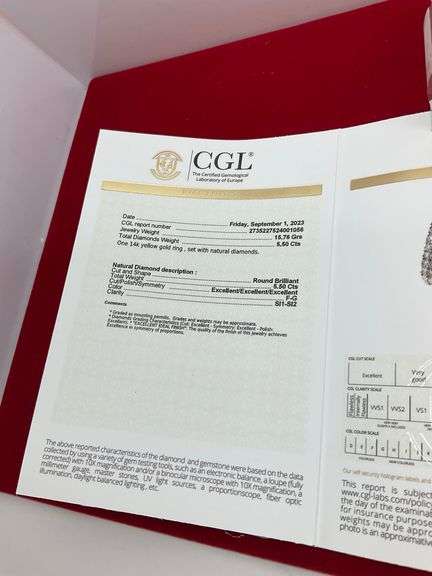 CERTIFIED 14K GOLD AND DIAMOND RING 5.50 CARAT