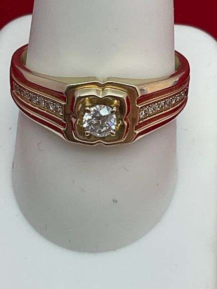 MEN'S CERTIFIED 14K YELLOW GOLD AND DIAMOND RING