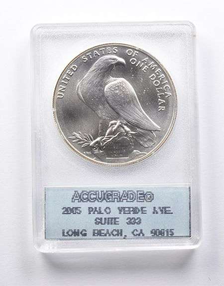 MS68 PL 1984-D Olympic Commemorative Dollar Accugrade Collectible Slab