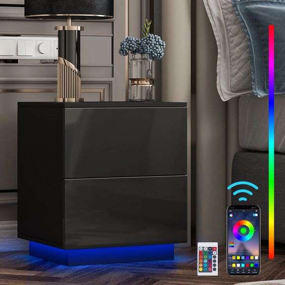 High Gloss LED Nightstand
