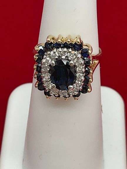 Elegant 14K Yellow Gold Diamond and Sapphire Ring – 2.00 Carats Total