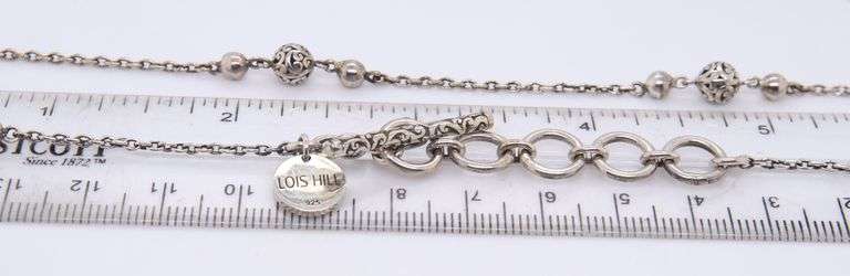 Lois Hill sterling silver ball link long necklace