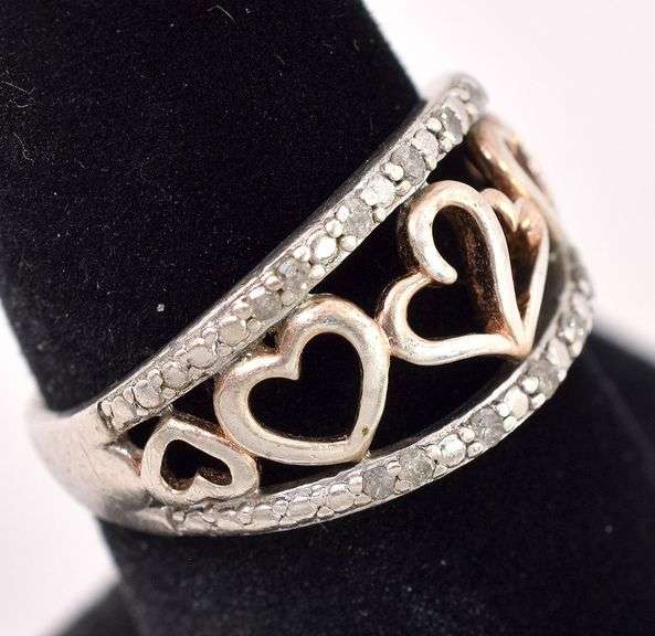 Sterling Silver Diamond Heart Ring