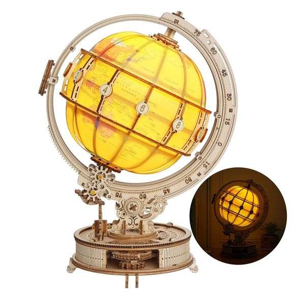 3D Wooden Globe Puzzle with LED