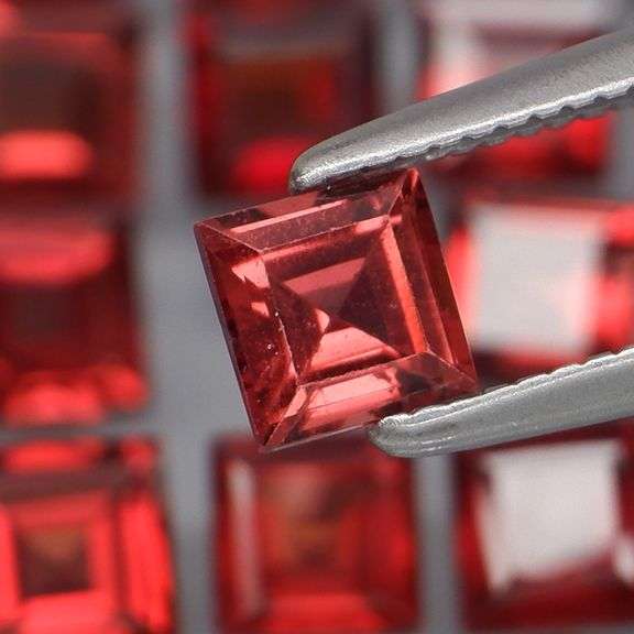 Premium 8.45ct princess cut cherry red Garnet set