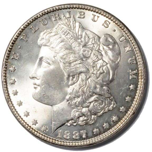 1887 Frosty White BU Morgan Dollar