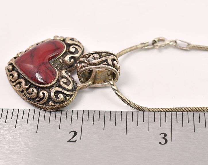 Sterling Silver Red Jasper Pendant Necklace