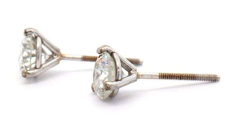 1.14ctw Round Diamond Solitaire Stud Earrings in 14K