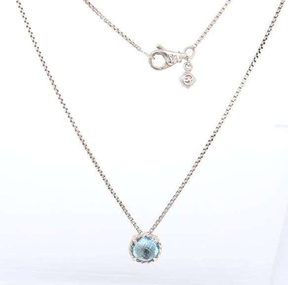 David Yurman Chatelaine Topaz Pendant on Chain Necklace