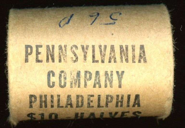 Bank-Wrapped Roll of 1956 Franklin Half Dollars