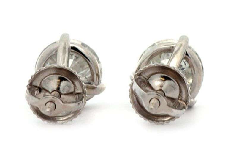 3.24ctw Round Diamond Solitaire Stud Earrings in 14K