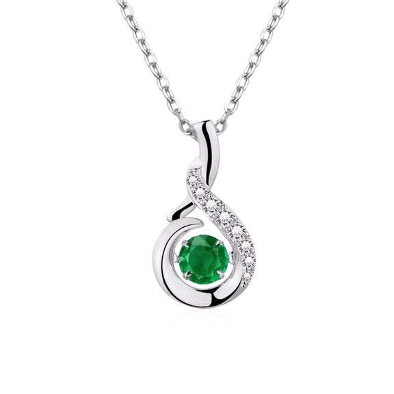 Show Stopper 14k White gold & Genuine Emerald Necklace