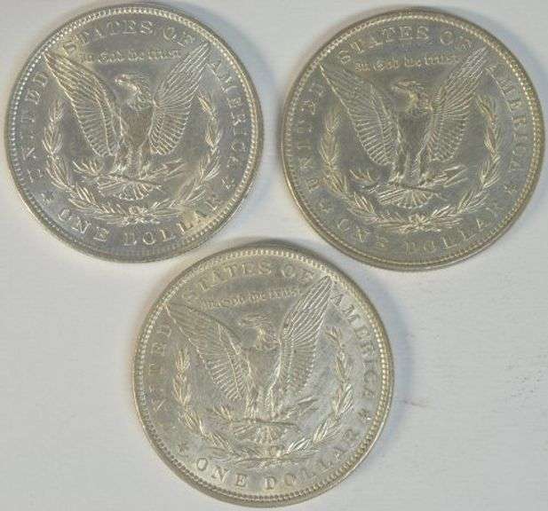 3 Flashy-white 'P' Mint Morgan Silver Dollars from 1879, 1880, & 1882
