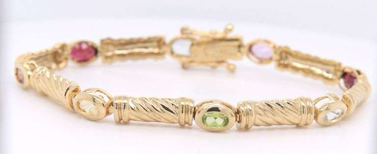 925 Sterling silver multi color cubic zirconia bracelet
