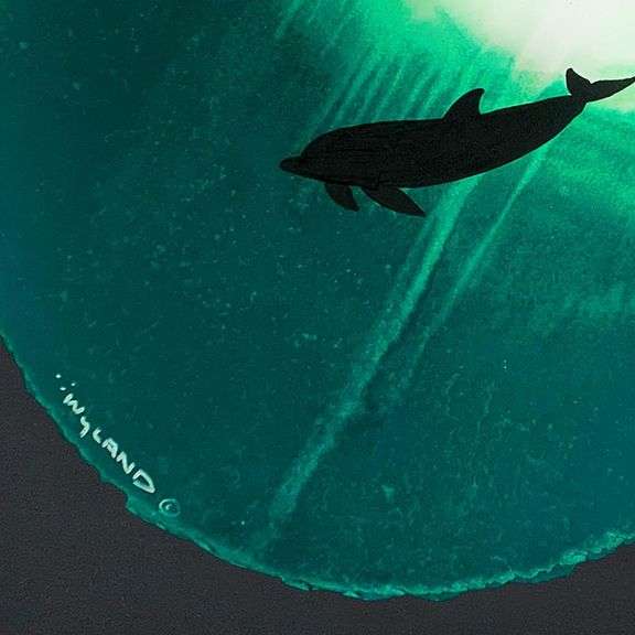 Solitary Dolphin in Green by Wyland Original