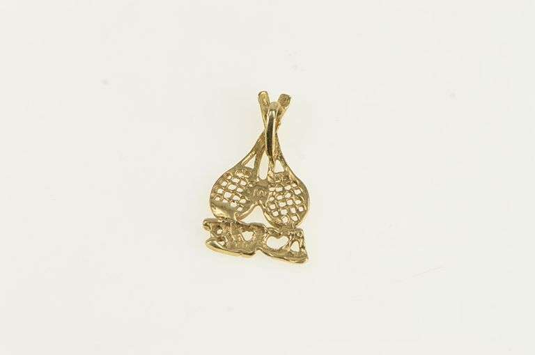 14K Yellow Gold Love Tennis Racket Racquet Sports Charm/Pendant