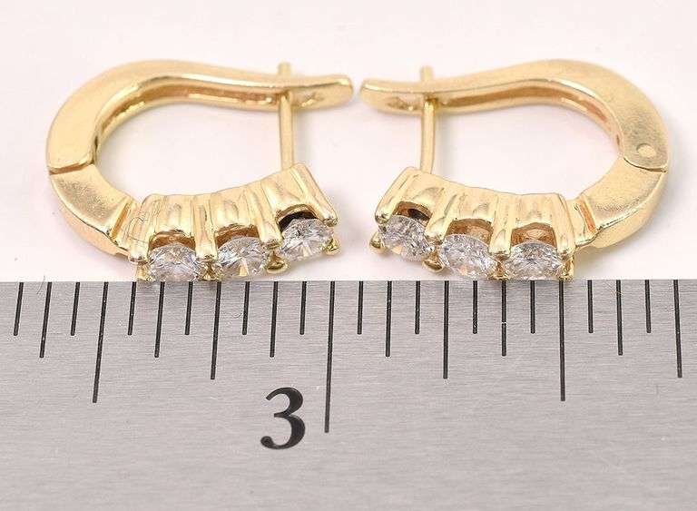 Dazzling 14K Yellow Gold Hugie Hoop Diamond Earrings