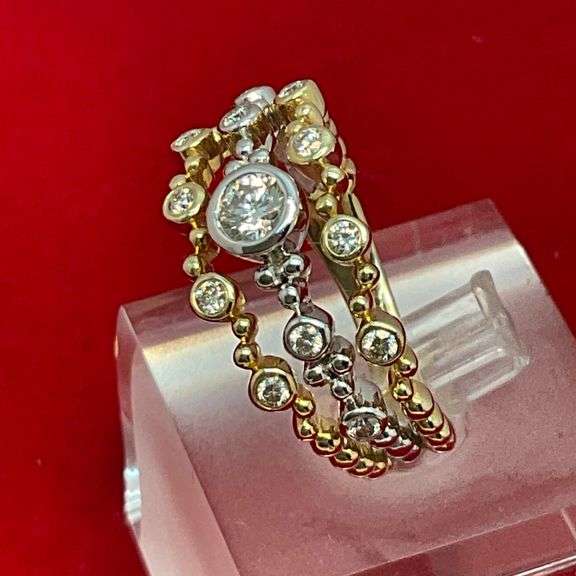 CERTIFIED 14K YELLOW AND WHITE GOLD DIAMOND RING