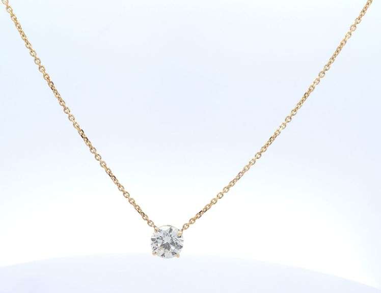 GIA Certified 3.25ct Round Brilliant Cut Diamond Pendant on Chain Necklace