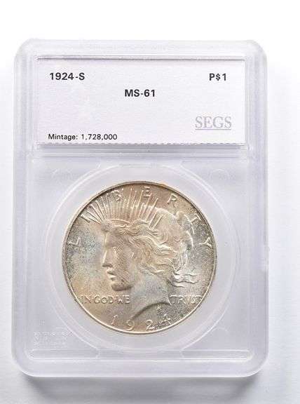 MS61 1924-S Peace Silver Dollar SEGS