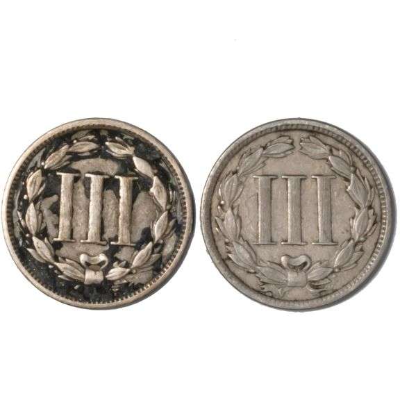 1867 &1881 3 Cent Nickels