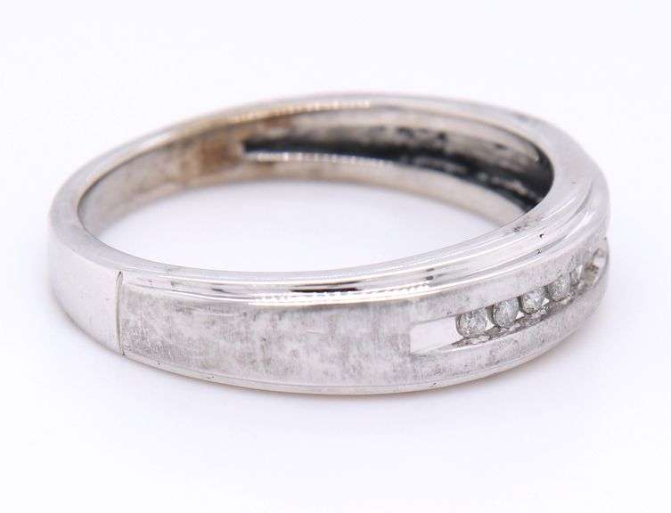 Gent's Channel Set Diamond White Gold Band